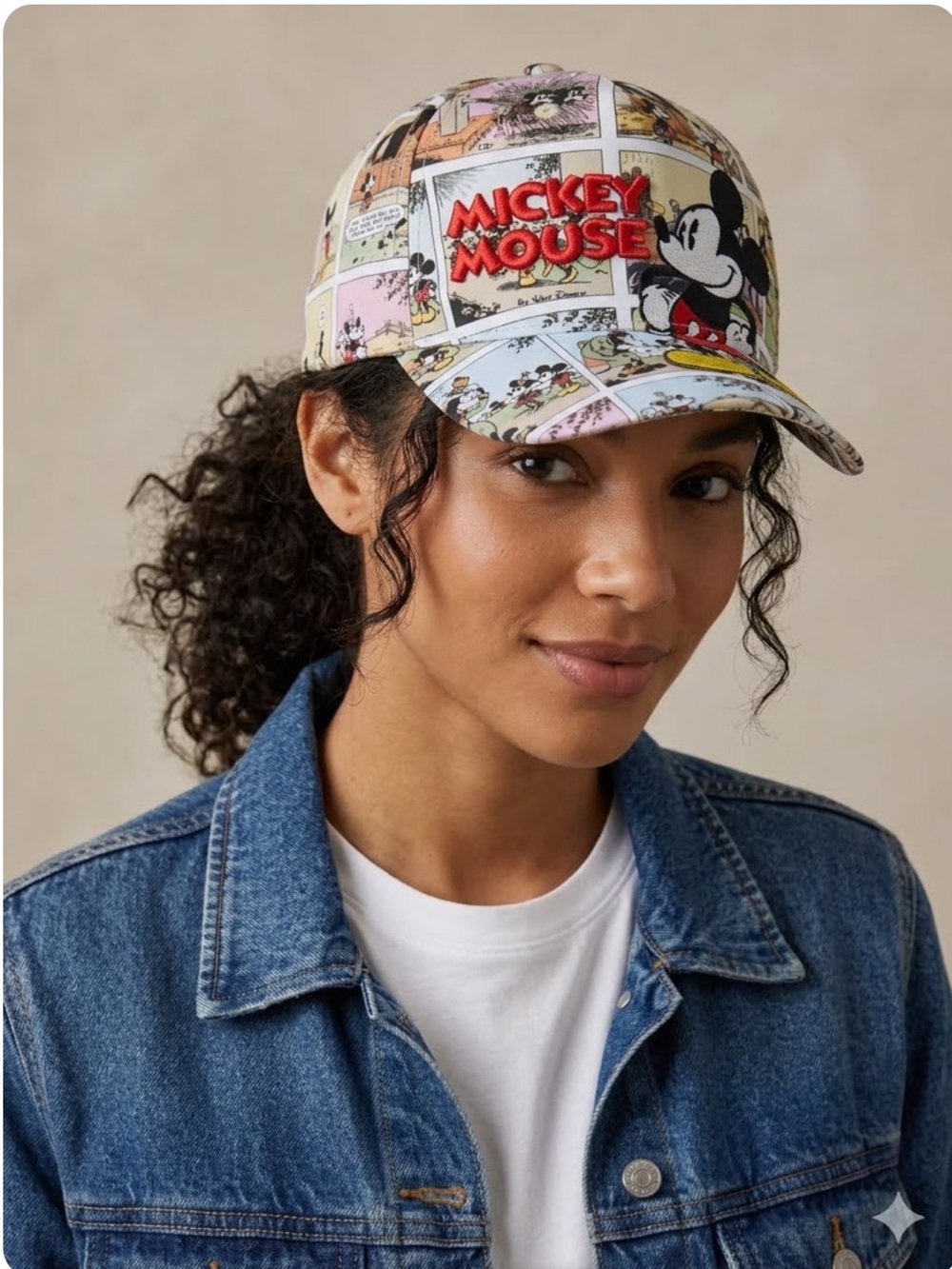 Disney Mickey Mouse Comic Strip Hat Raised Embroidered Pop Art Baseball Cap